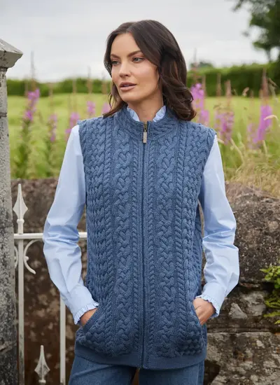 Roisin Full Zip Aran Gilet